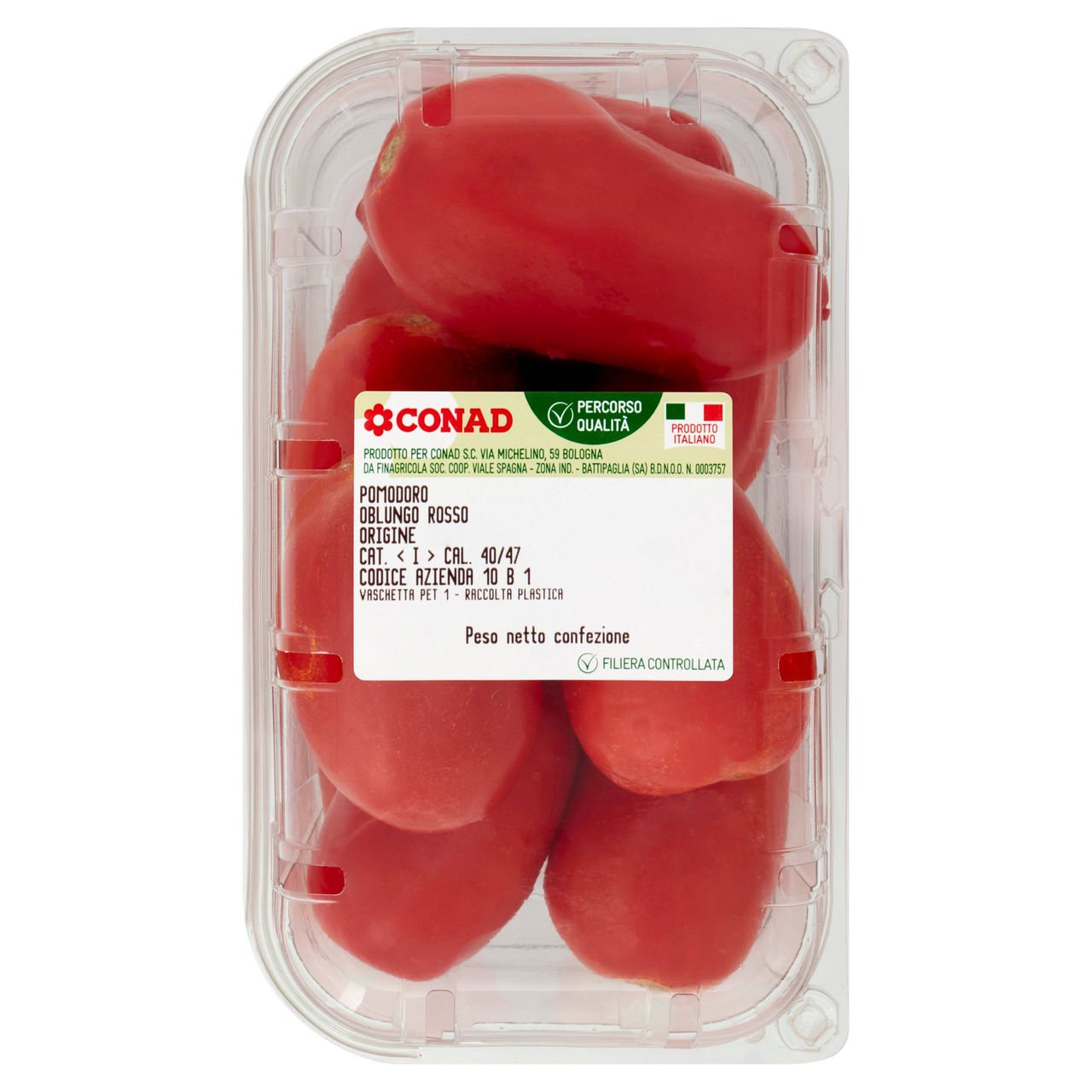 CONAD Percorso Qualità Pomodoro Oblungo Rosso Italia Cal. 40/47 1000 g