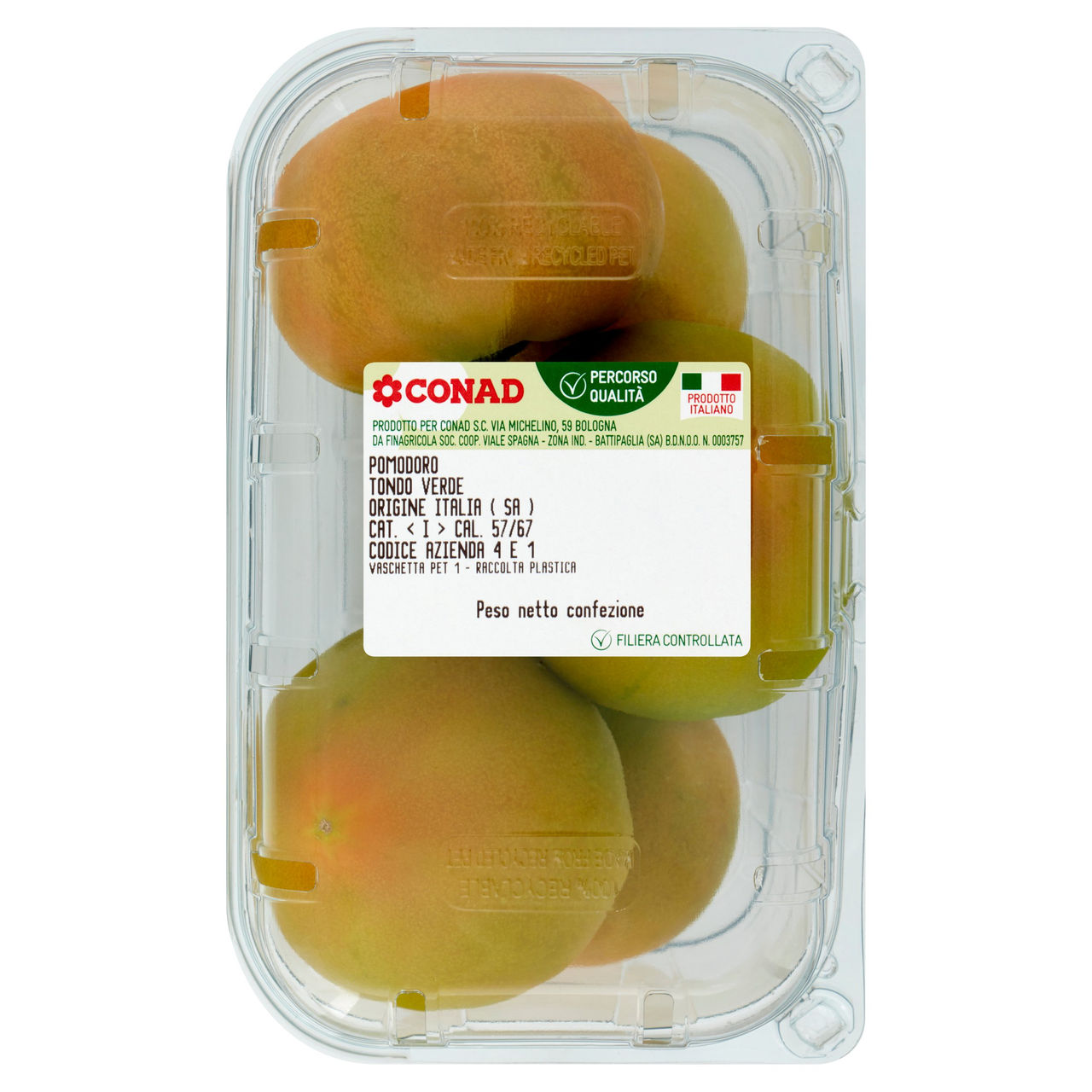 CONAD Percorso Qualità Pomodoro Tondo Verde Italia Cal. 57/67 1000 g