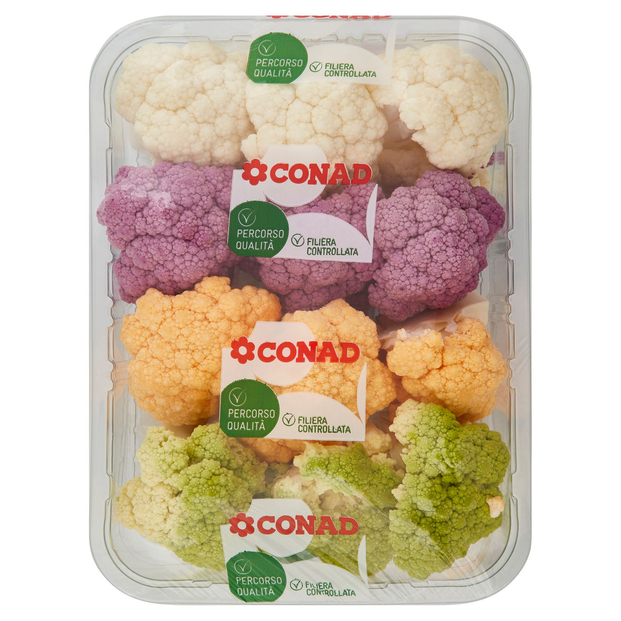 CONAD Percorso Qualità Rosette di Cavoli Misti bianco, viola, arancione e verde Italia 400 g