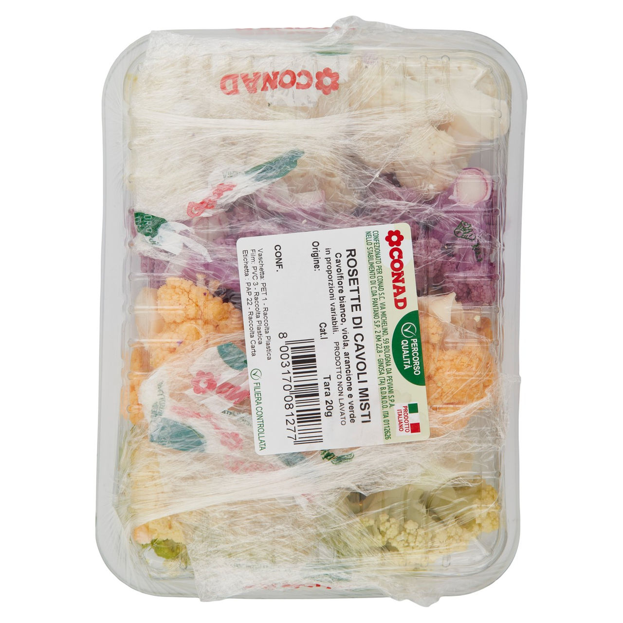 CONAD Percorso Qualità Rosette di Cavoli Misti bianco, viola, arancione e verde Italia 400 g