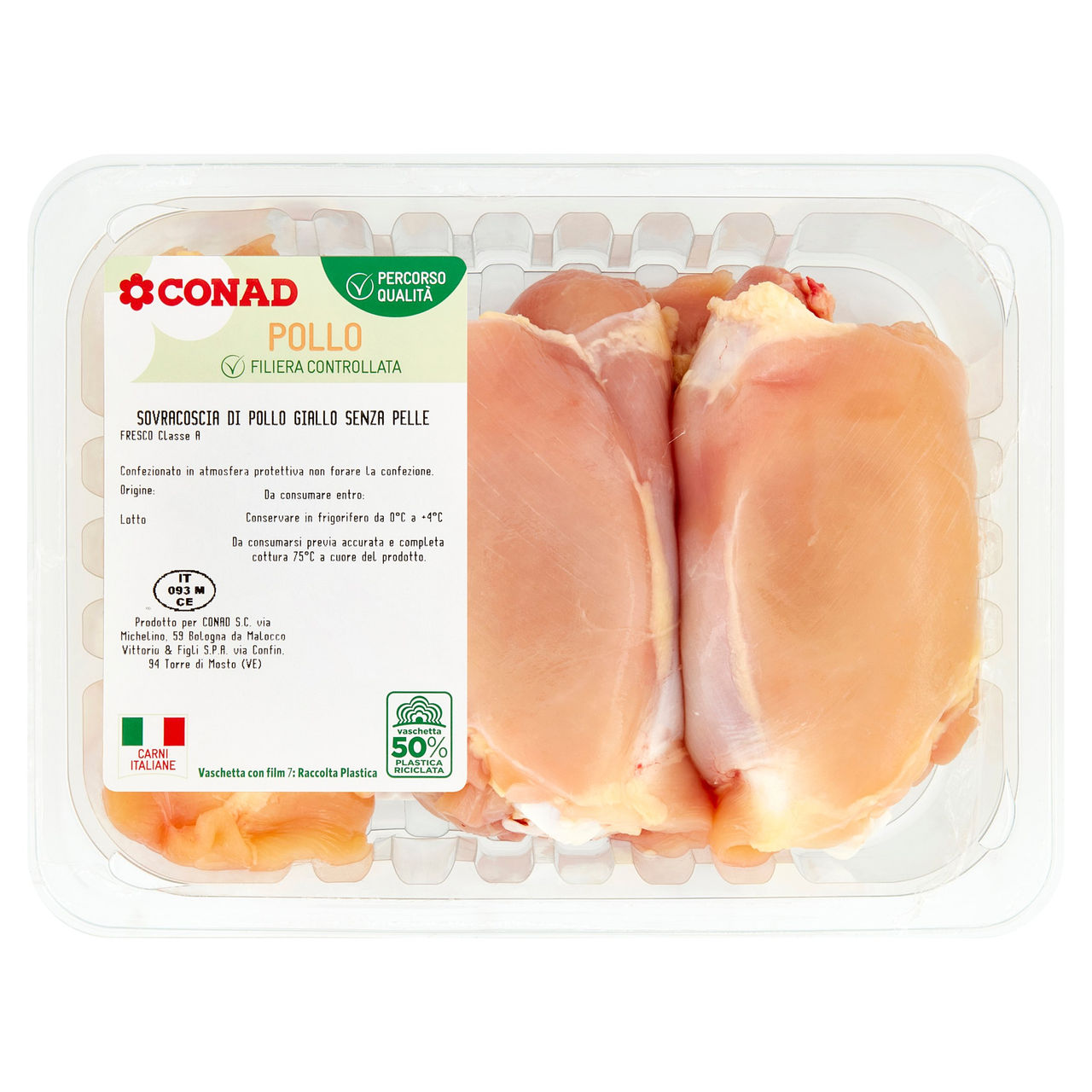 CONAD Percorso Qualità Sovracoscia di Pollo Giallo Senza Pelle 0,450 kg