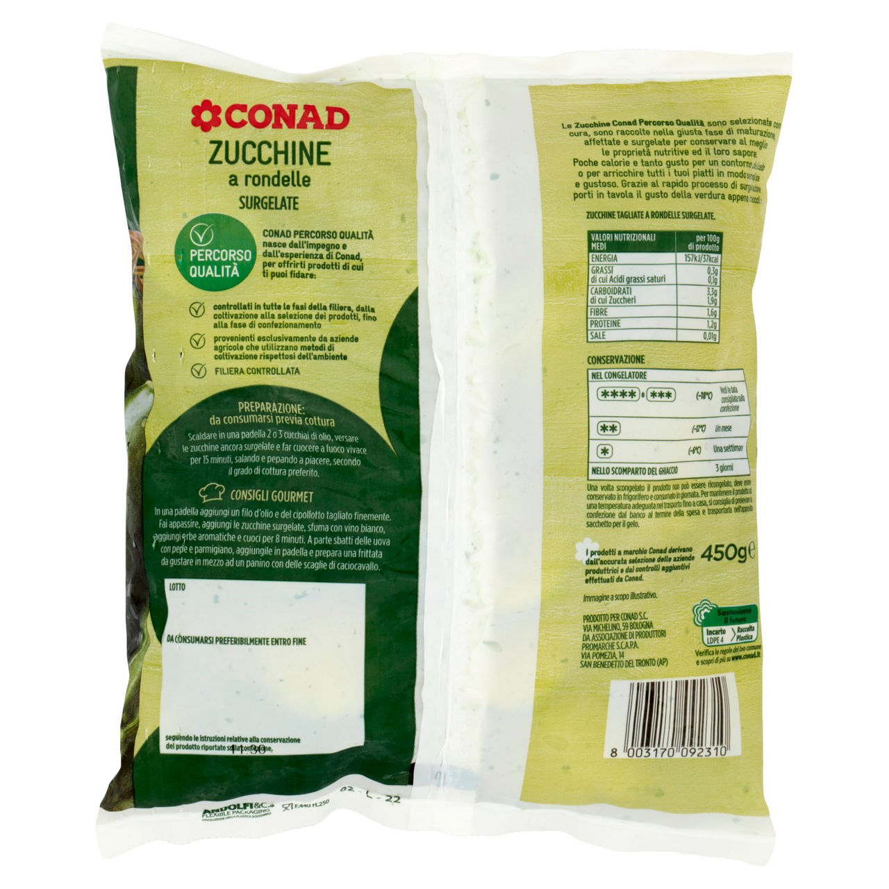 CONAD Percorso Qualità Zucchine a rondelle Surgelate 450 g