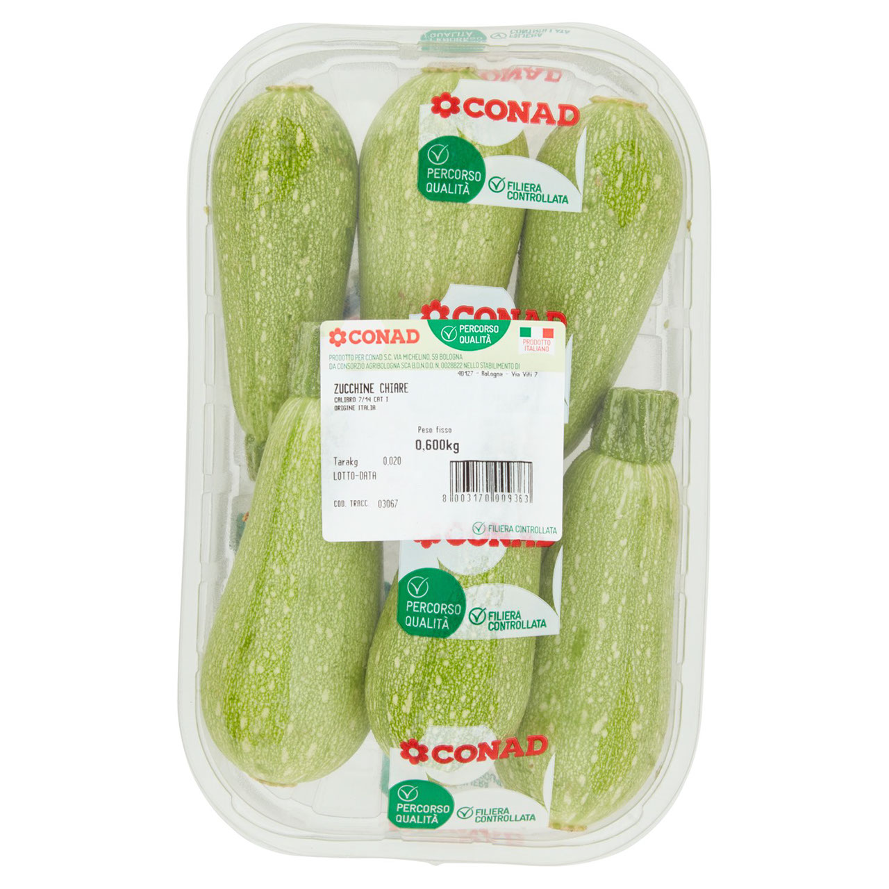 CONAD Percorso Qualità Zucchine Chiare Italia cal. 7/14 0,600 kg