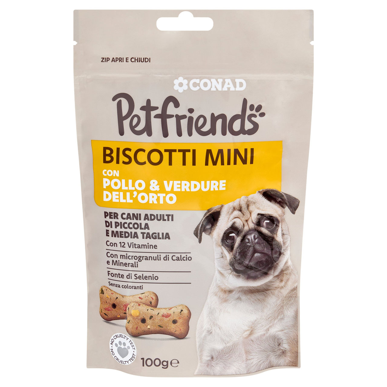 CONAD Petfriends Biscotti Mini con Pollo & Verdure dell'Orto 100 g