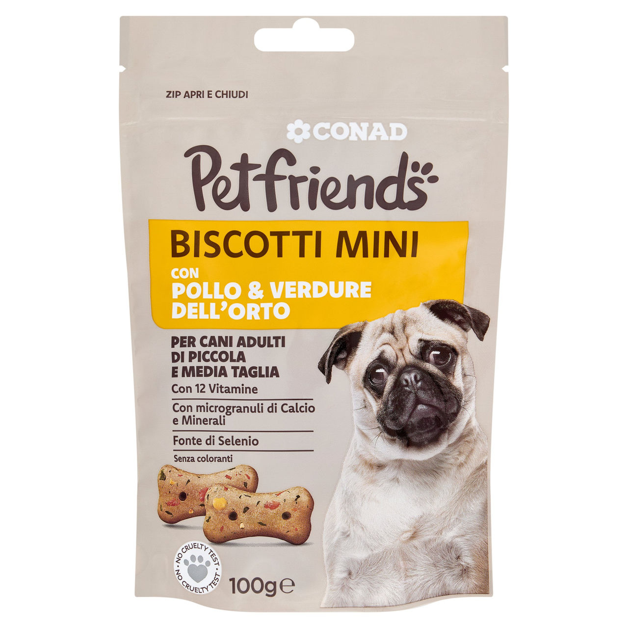CONAD Petfriends Biscotti Mini con Pollo & Verdure dell'Orto 100 g