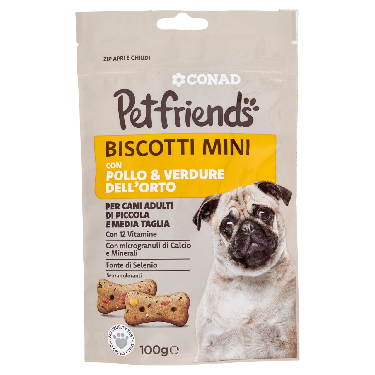 CONAD Petfriends Biscotti Mini con Pollo & Verdure dell'Orto 100 g