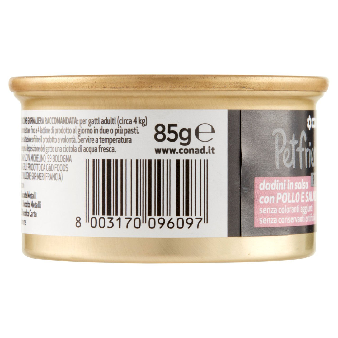 CONAD Petfriends Plus Dadini in salsa con Pollo e Salmone 85 g