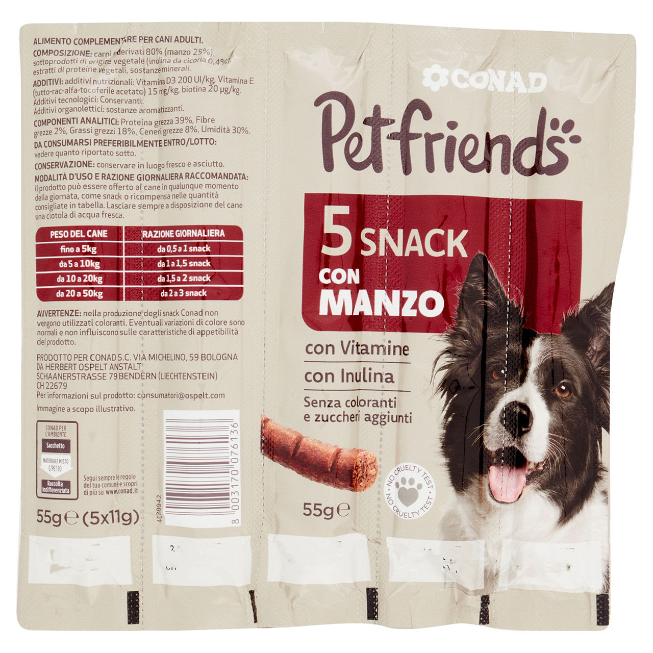 Petfriends Snack con Manzo Conad 5 x 11 g Conad