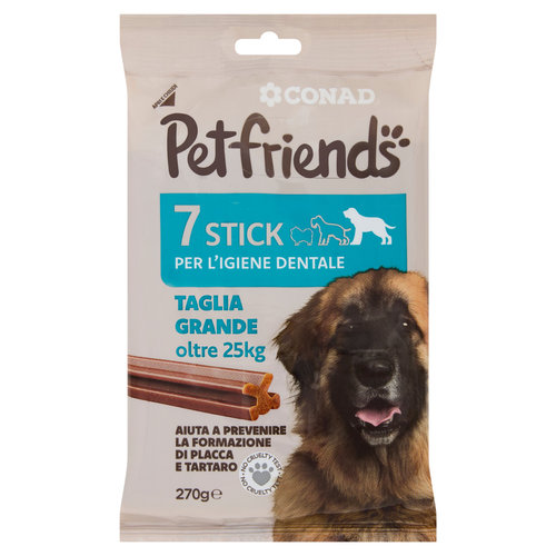 CONAD Petfriends Stick per l'Igiene Dentale Taglia Grande oltre 25kg 7 pezzi 270 g