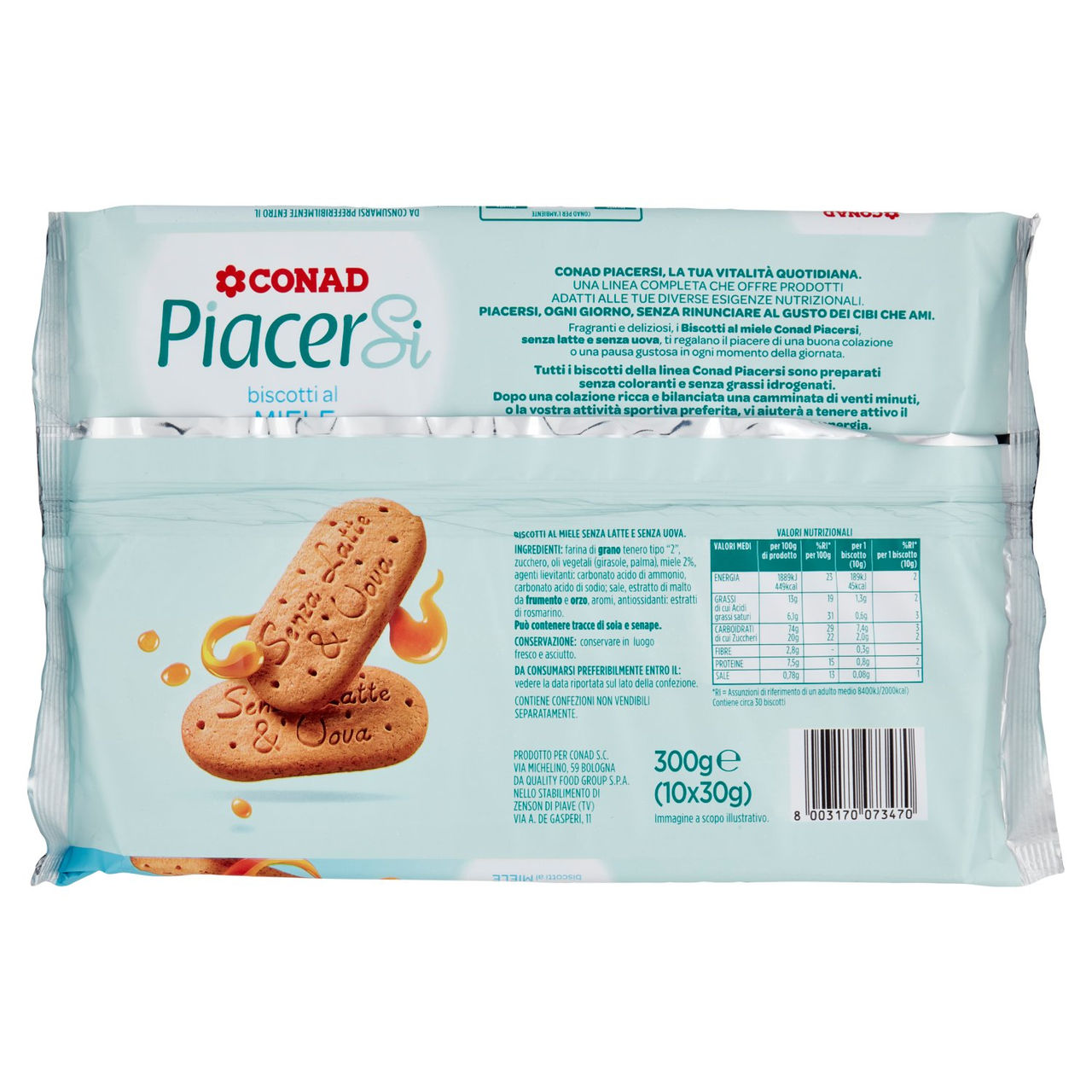 Biscotti al Miele 10 Pratiche Monoporzioni 300 g Conad