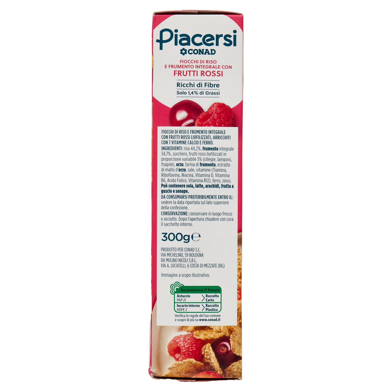 Fiocchi di Riso e Frumento con Frutti Rossi Conad