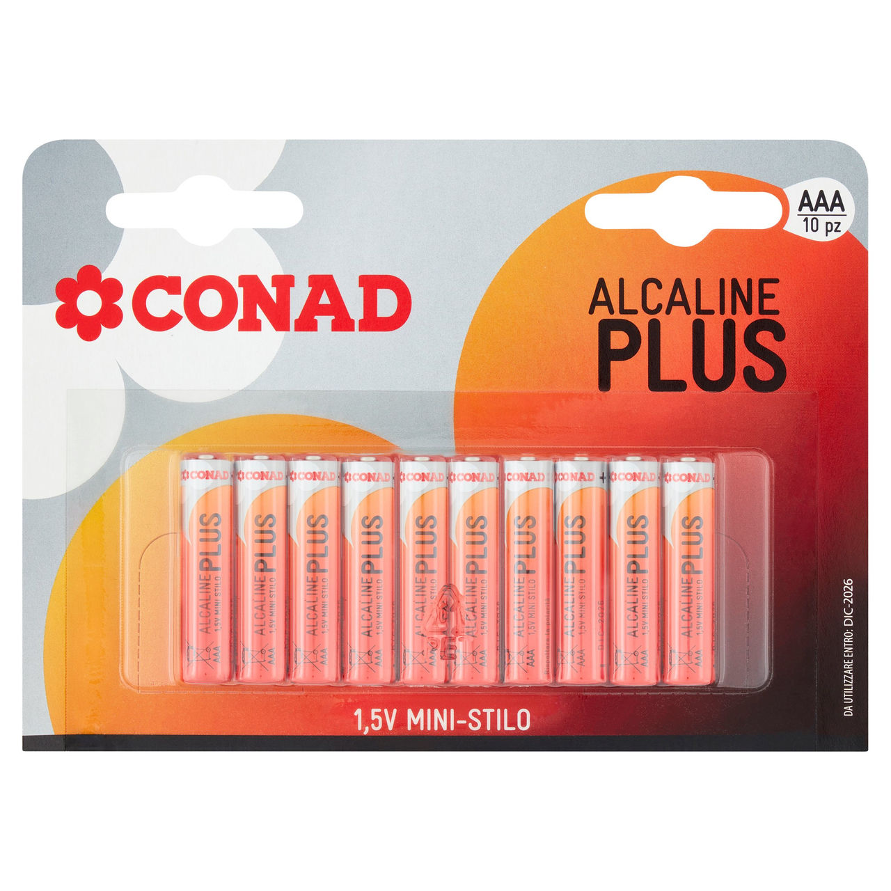 CONAD Pile Alcaline Plus Mini-Stilo 1,5V 10 pz