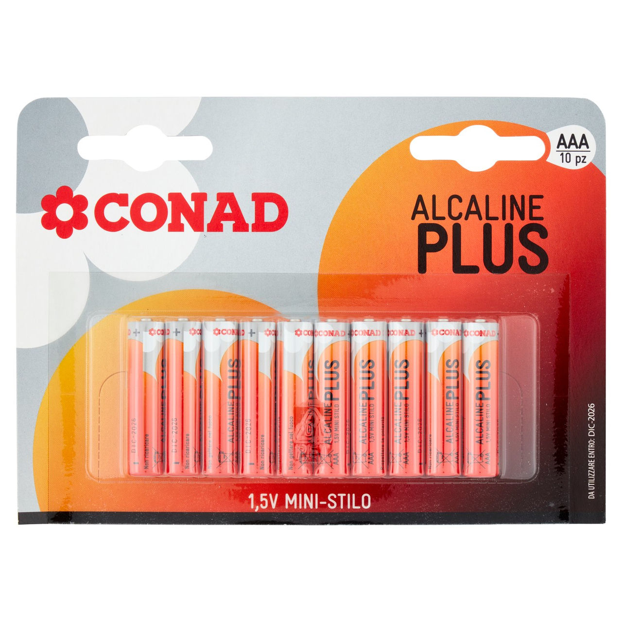 CONAD Pile Alcaline Plus Mini-Stilo 1,5V 10 pz