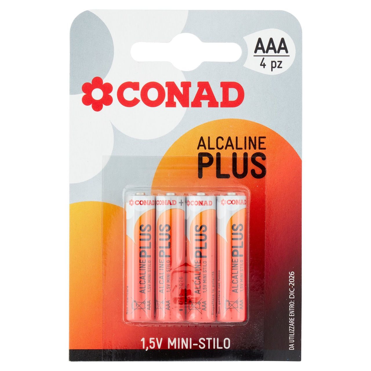 CONAD Pile Alcaline Plus Mini-Stilo 1,5V 4 pz