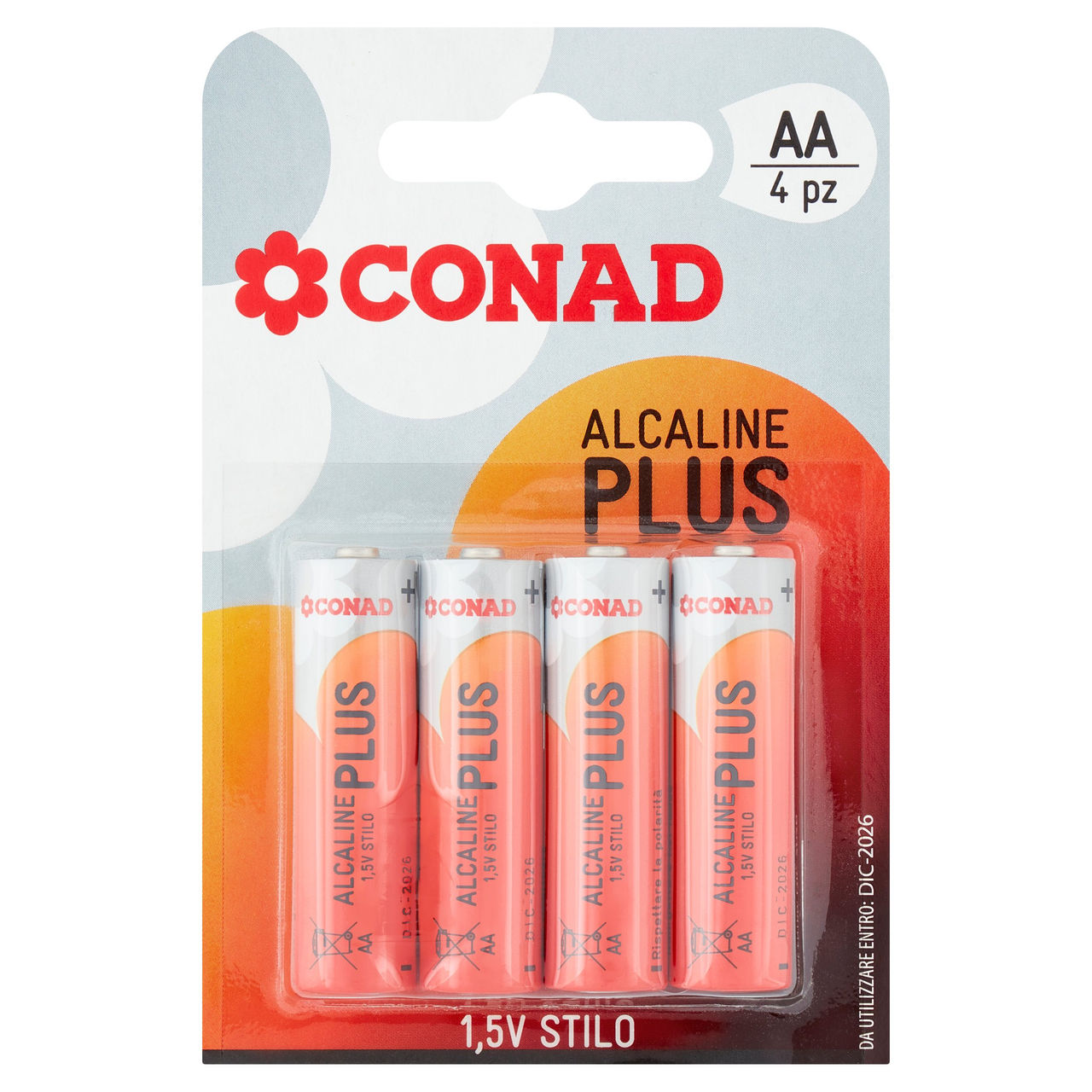 CONAD Pile Alcaline Plus Stilo 1,5V 4 pz