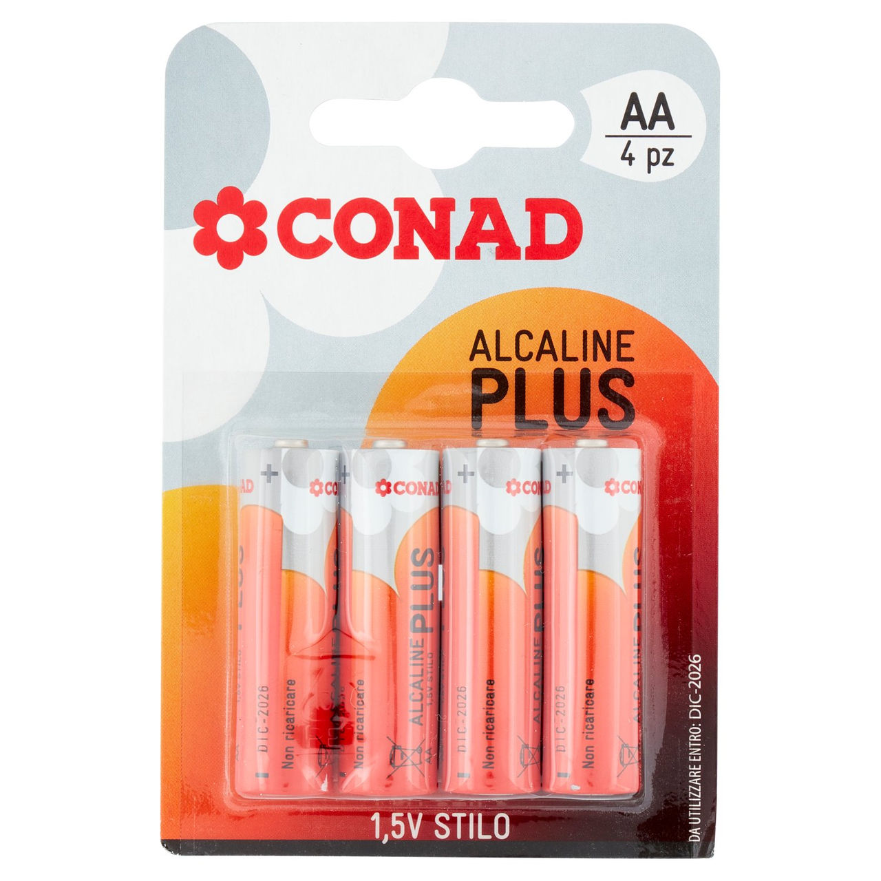 CONAD Pile Alcaline Plus Stilo 1,5V 4 pz