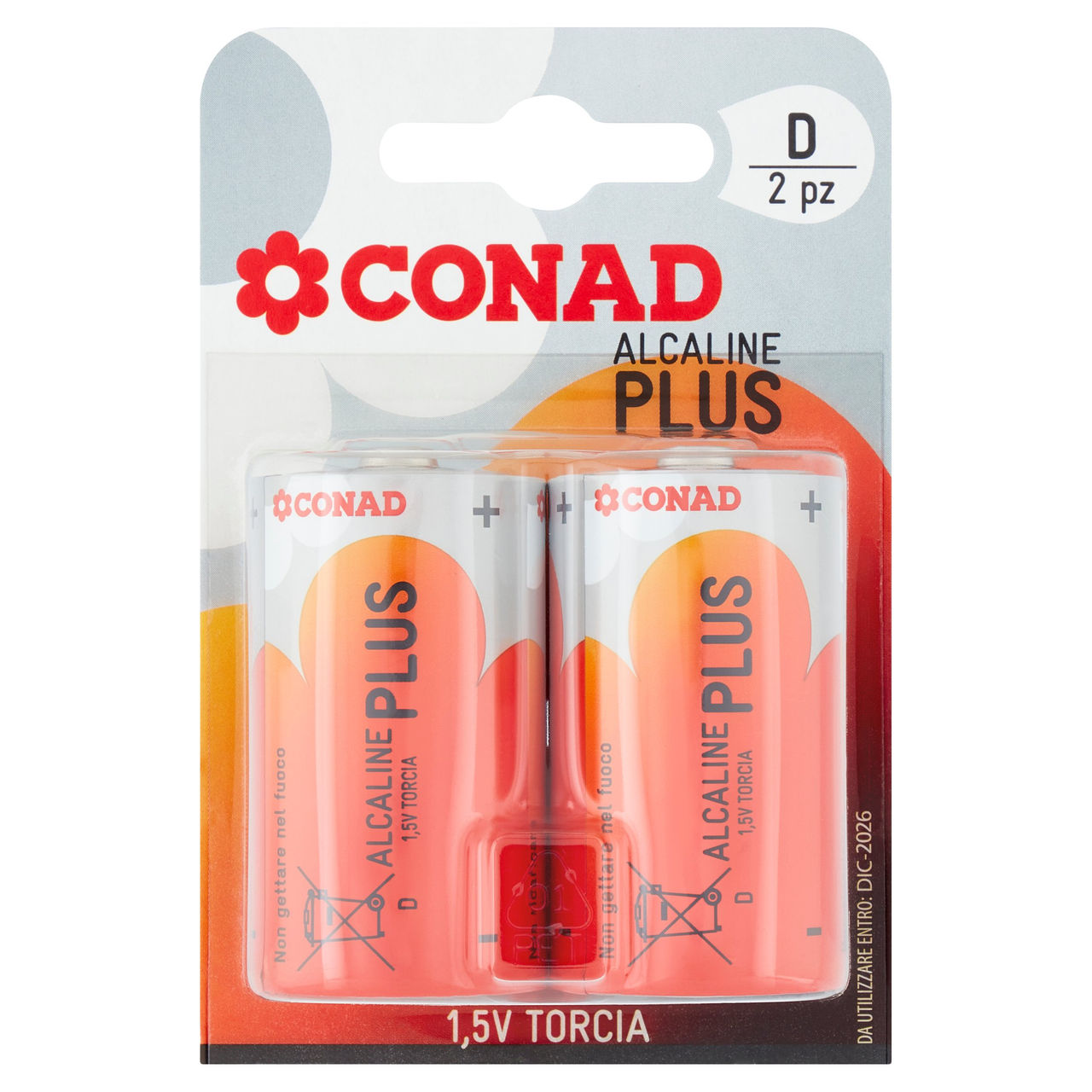 CONAD Pile Alcaline Plus Torcia 1,5V 2 pz