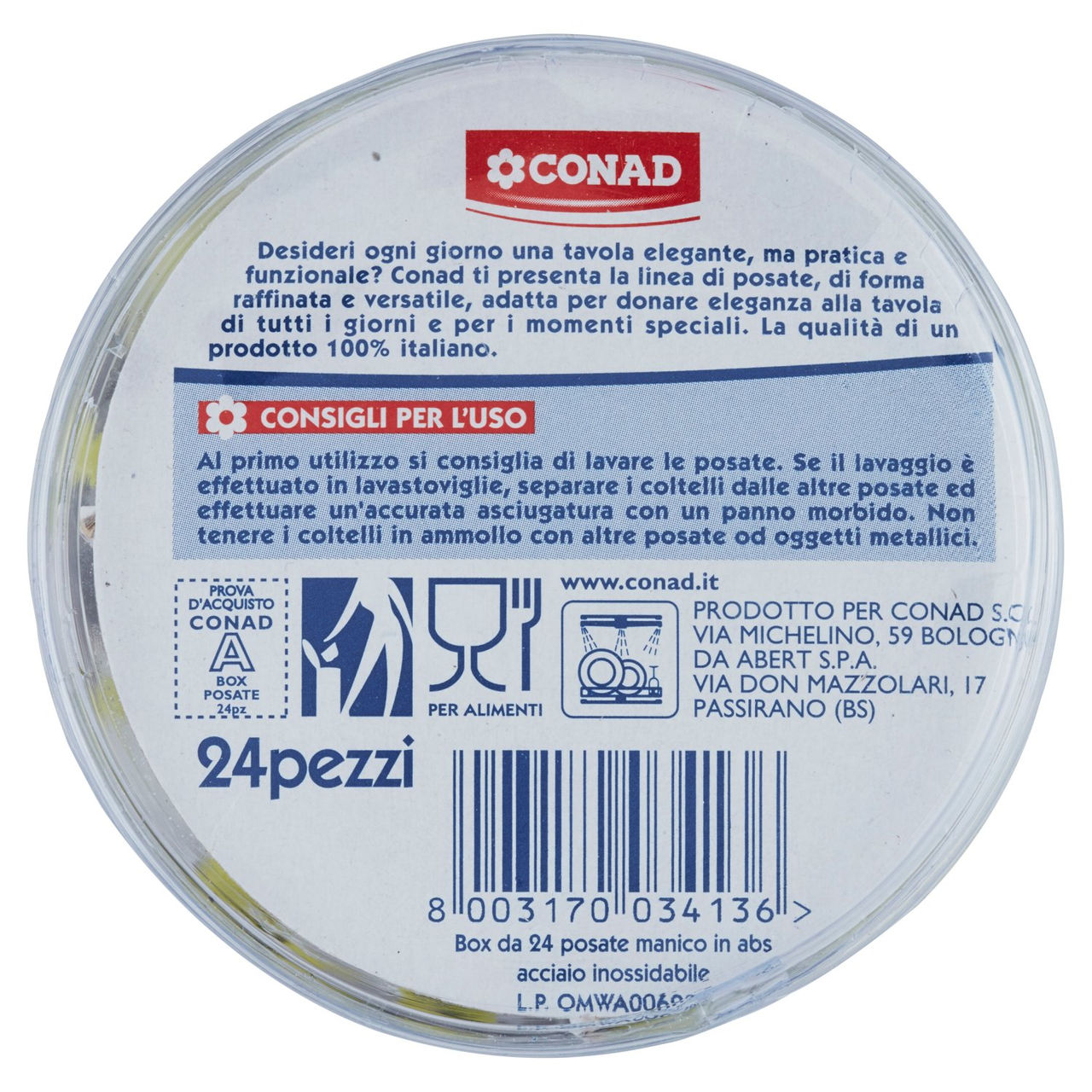 CONAD Posate Acciaio Inossidabile Manico in ABS 24 pz