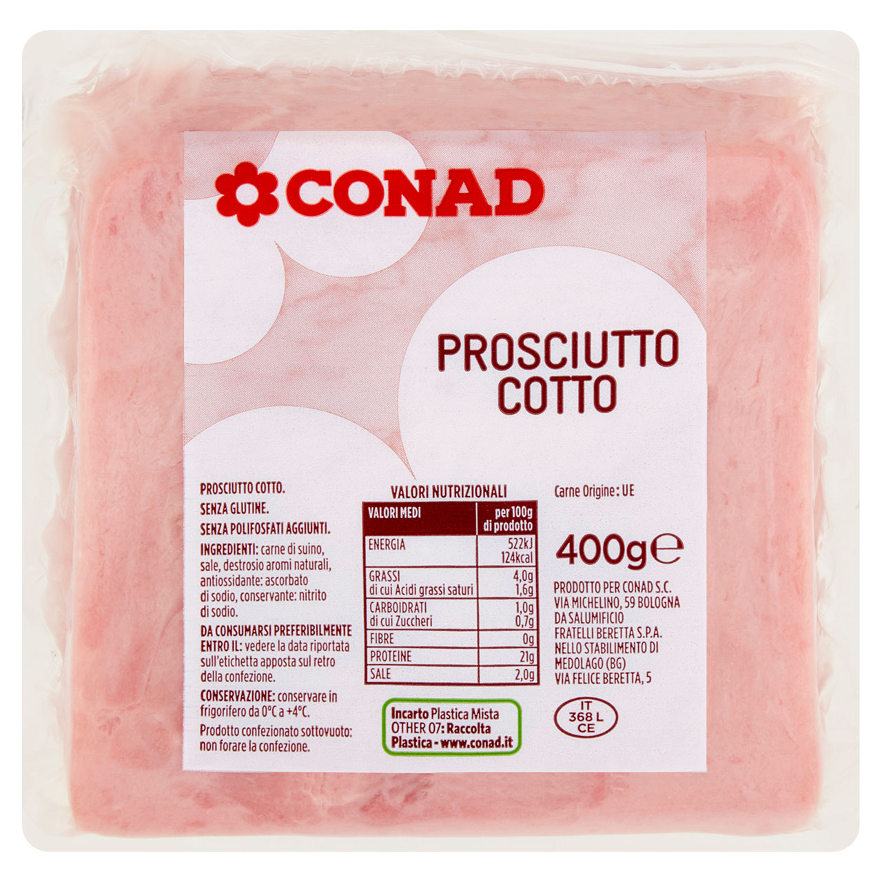 Prosciutto Cotto 400 g Conad in vendita online