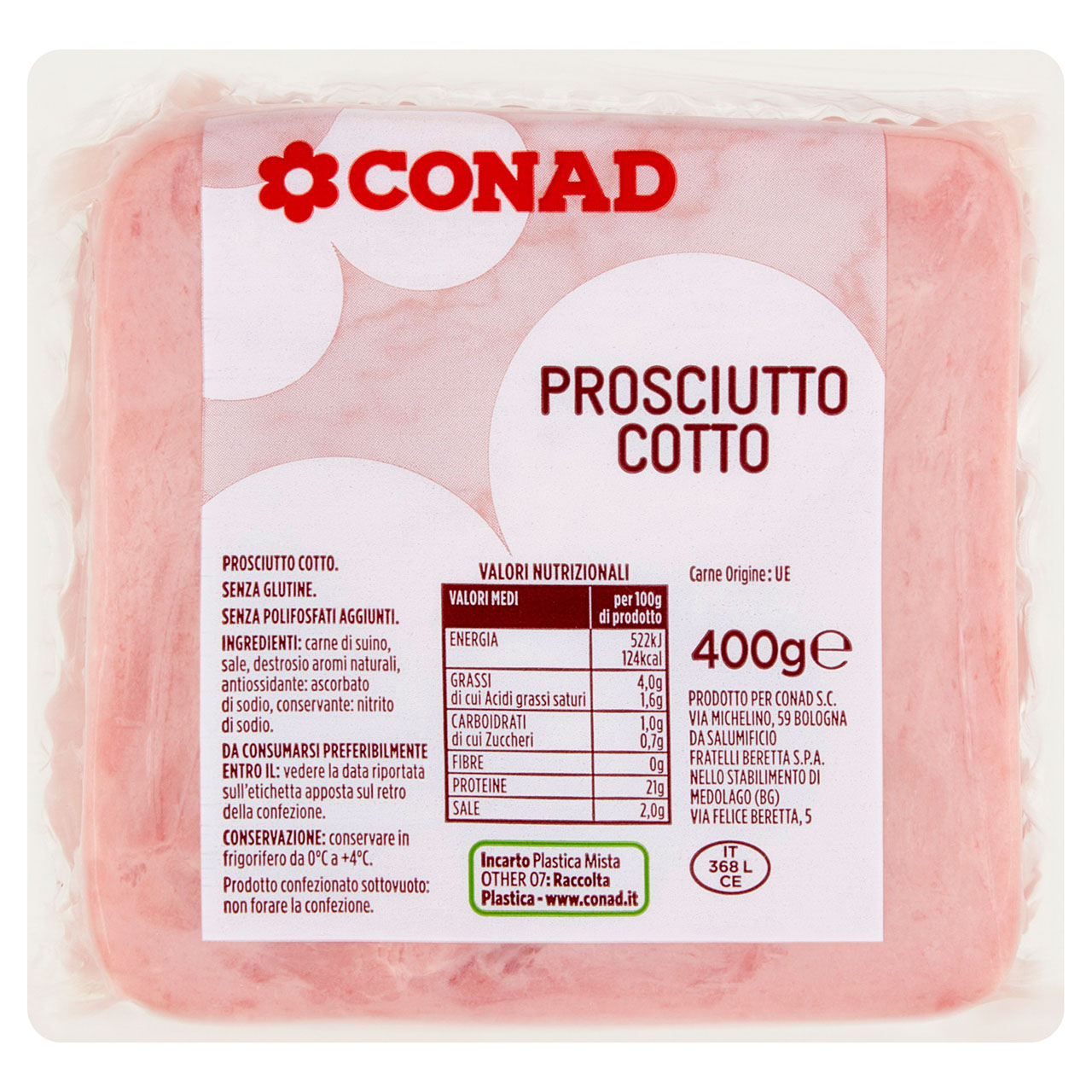 Prosciutto Cotto 400 g Conad in vendita online Conad