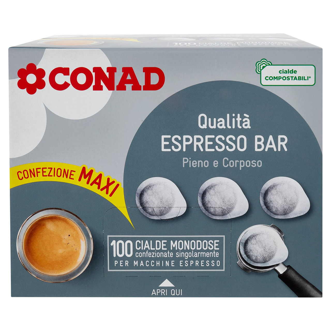 CONAD Qualità Espresso Bar 100 Cialde Monodose per Macchine Espresso 700 g