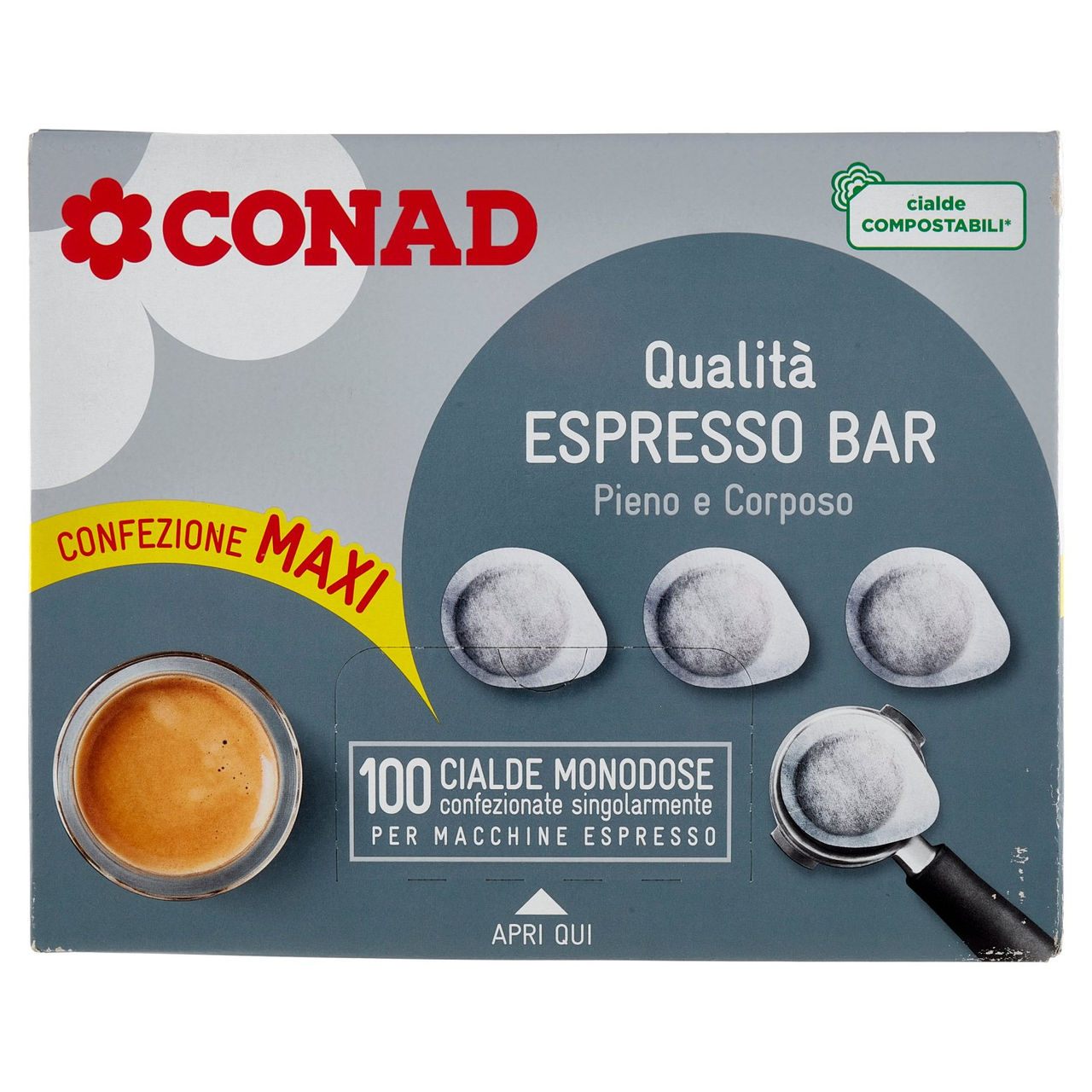 CONAD Qualità Espresso Bar 100 Cialde Monodose per Macchine Espresso 700 g