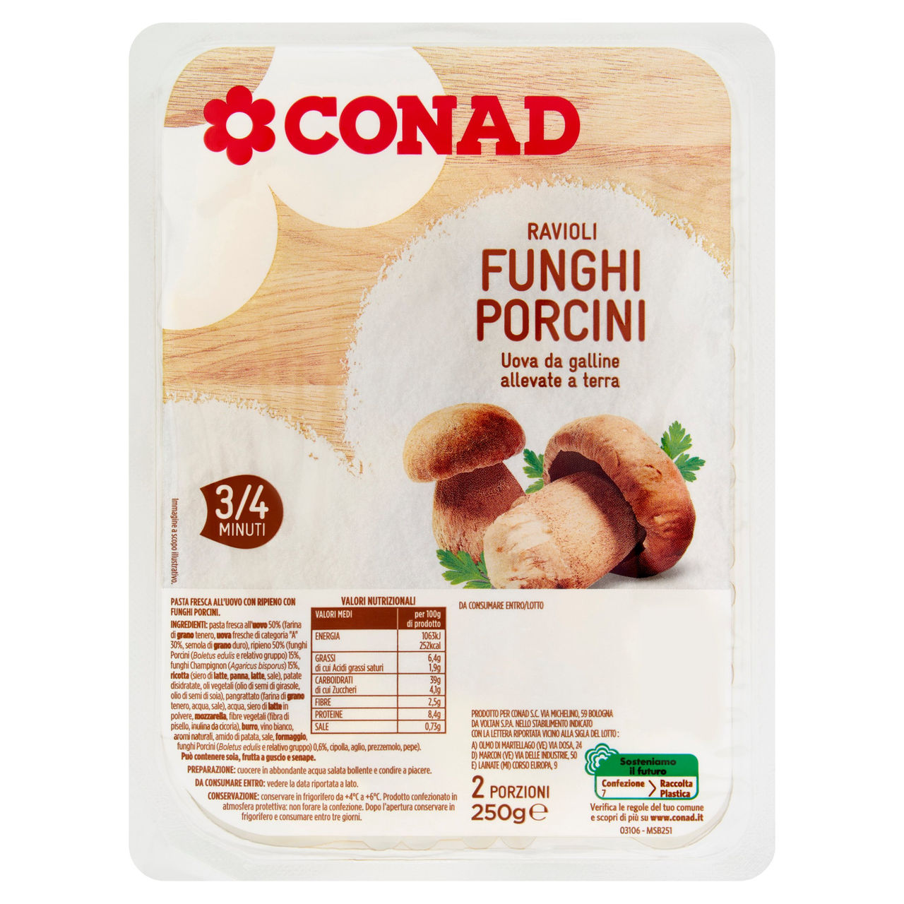 Ravioli con Funghi Porcini 250 g Conad online