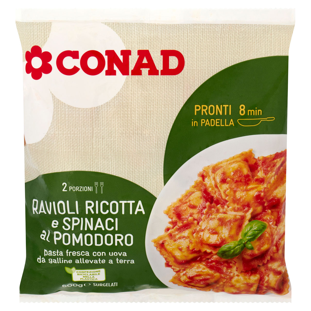 Ravioli Ricotta e Spinaci al Pomodoro 600g Conad
