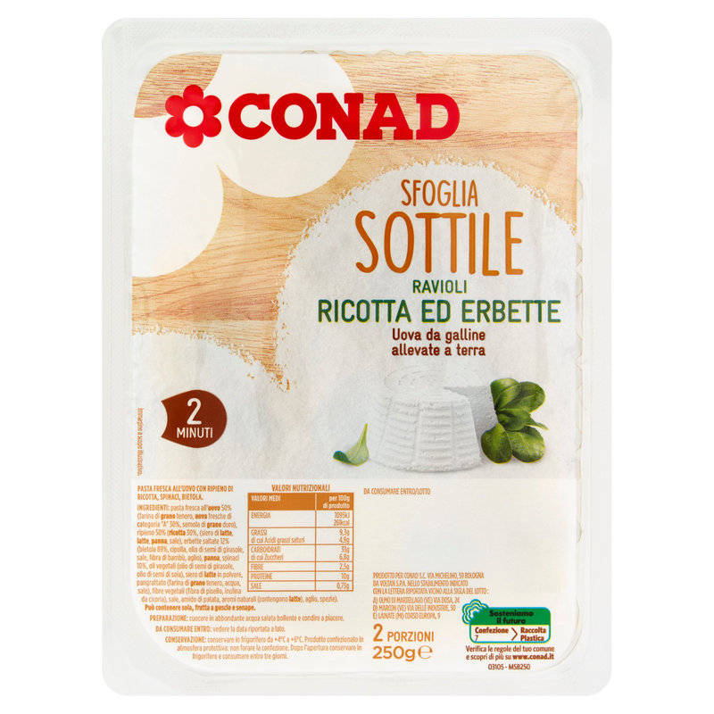 Ravioli Con Ricotta Ed Erbette G Conad Conad