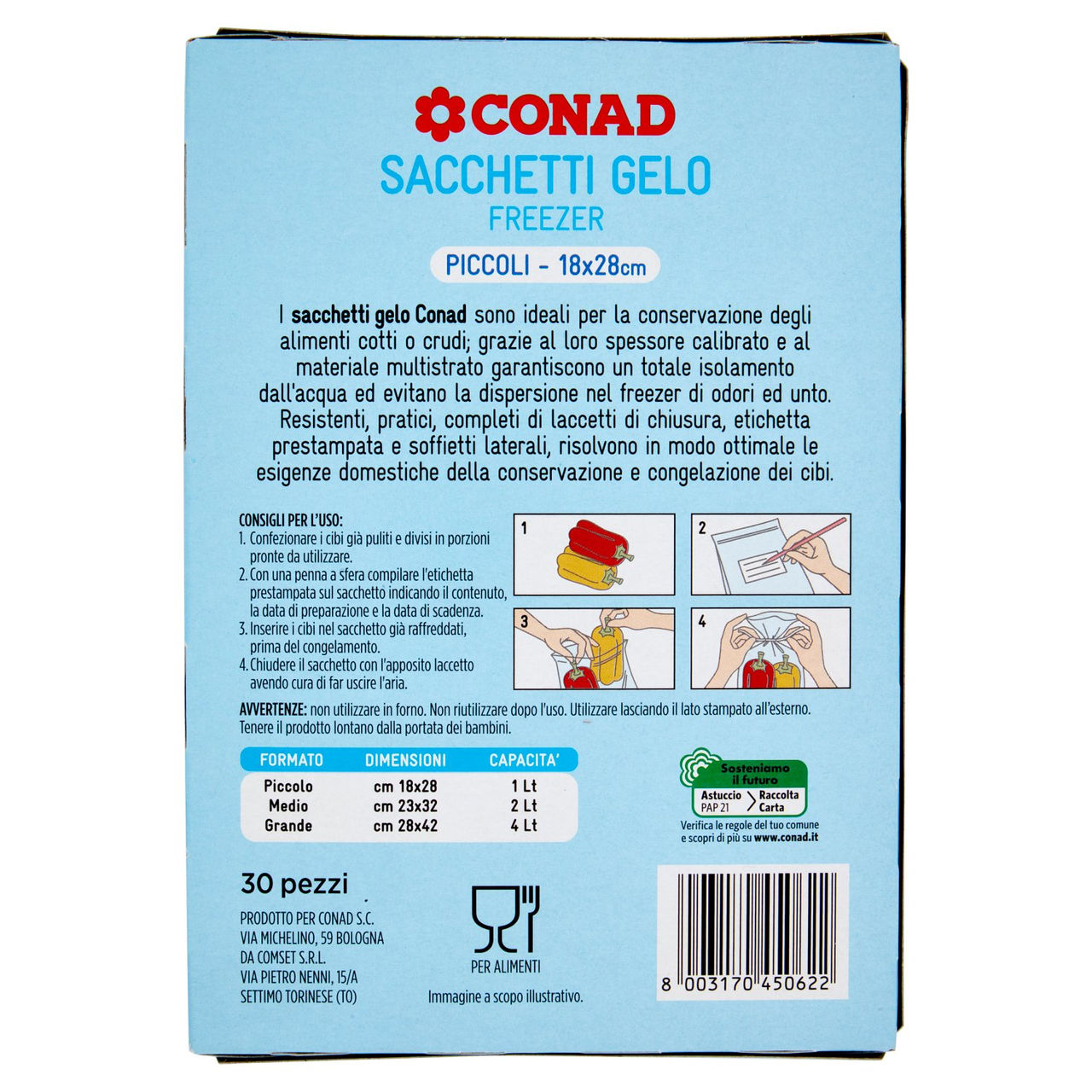 Sacchetti Gelo Piccoli 18x28cm 30 pezzi Conad