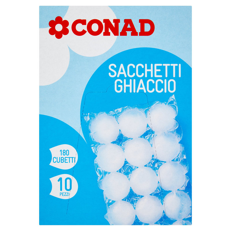 PRIMIA Sacchetti Ghiaccio 10 pezzi.280 cubetti.Igienici e pratici. Con alette di chiusura