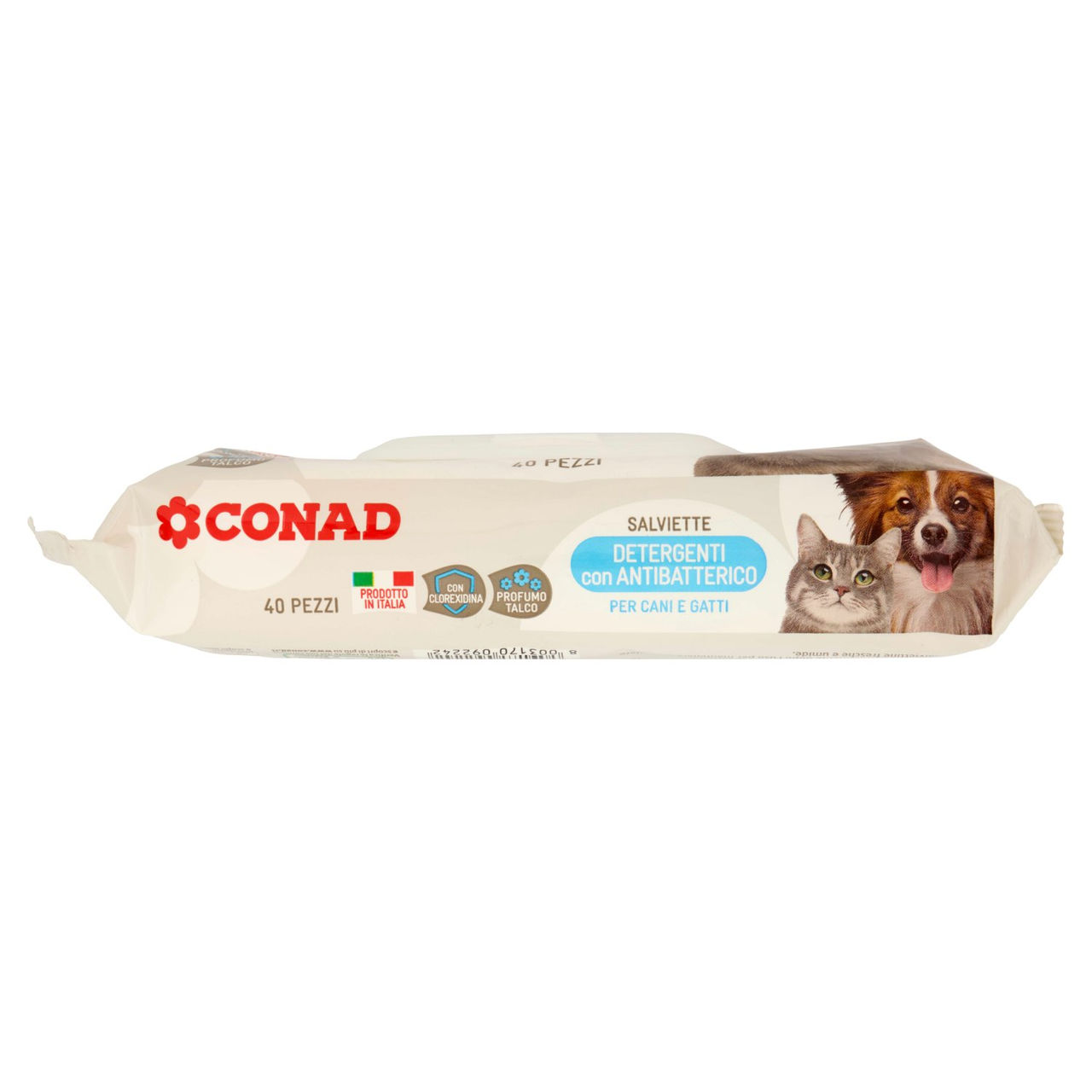 CONAD Salviette Detergenti con Antibatterico per Cani e Gatti 40 pz