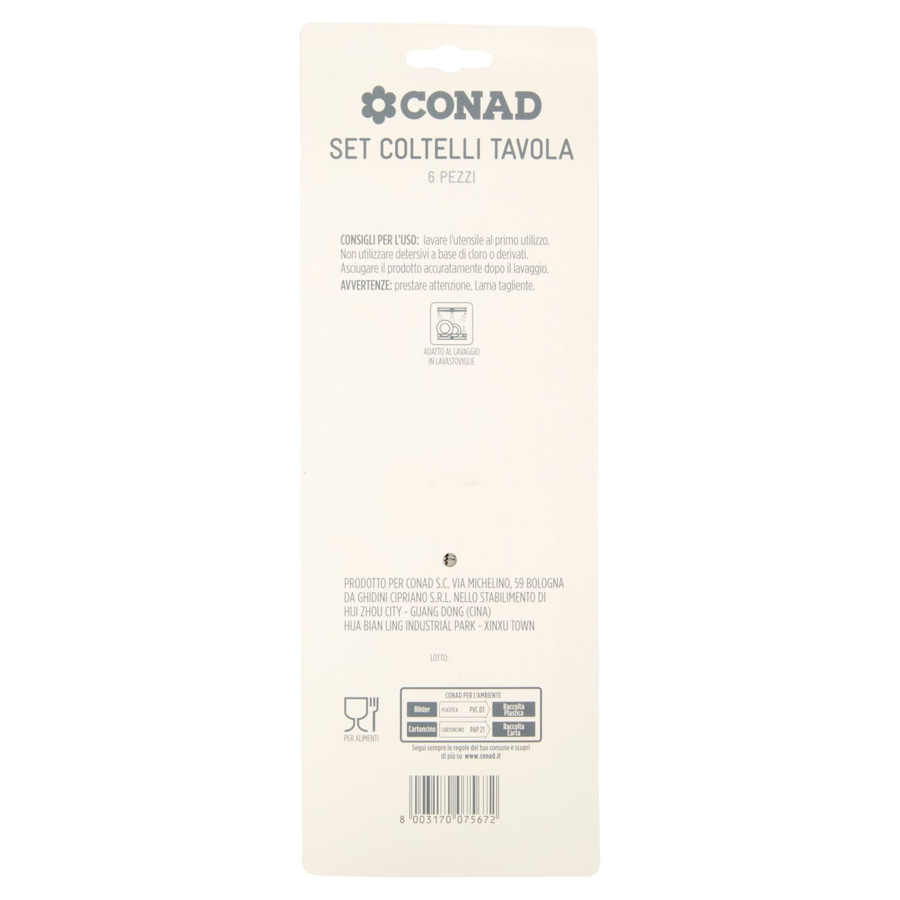 CONAD Set Coltelli Tavola 6 pz