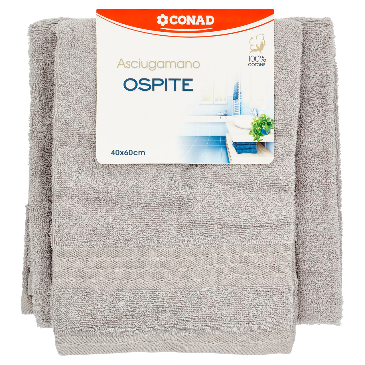 CONAD Set Spugna Ospite 40x60 cm - Viso 60x110 cm Grigio