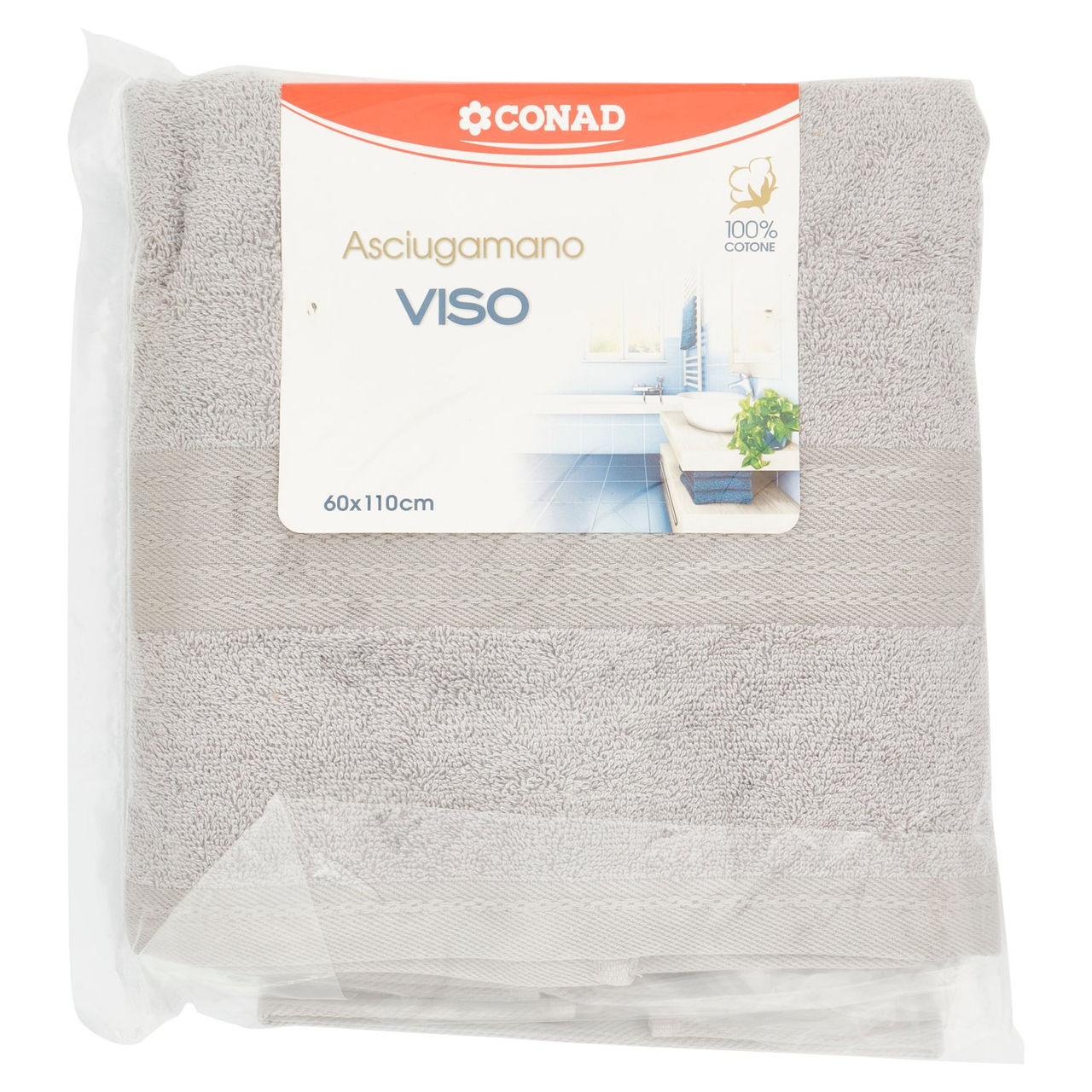 CONAD Set Spugna Ospite 40x60 cm - Viso 60x110 cm Grigio