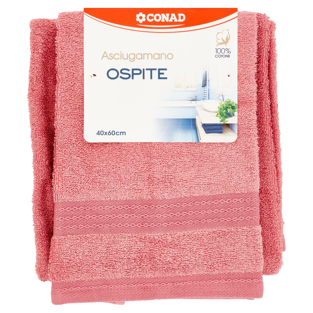 CONAD Set Spugna Ospite 40x60 cm - Viso 60x110 cm Rosa Antico