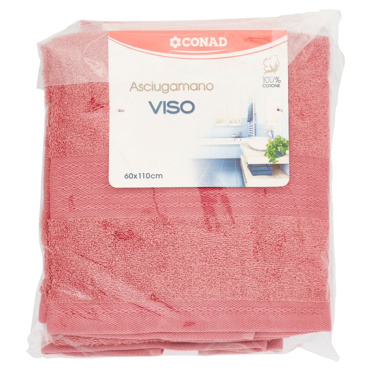 CONAD Set Spugna Ospite 40x60 cm - Viso 60x110 cm Rosa Antico