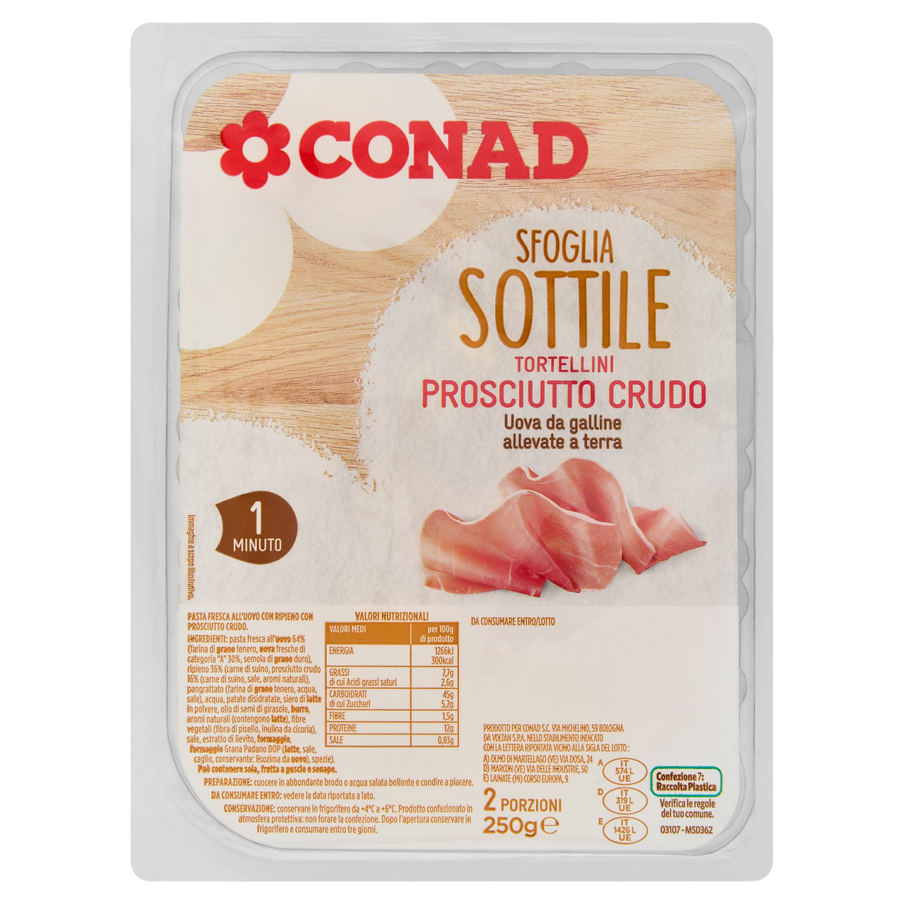 Tortellini con Prosciutto Crudo Sfoglia Sottile