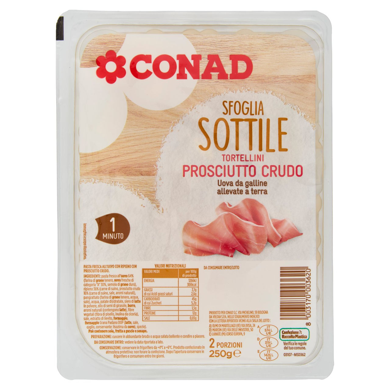Tortellini con Prosciutto Crudo Sfoglia Sottile