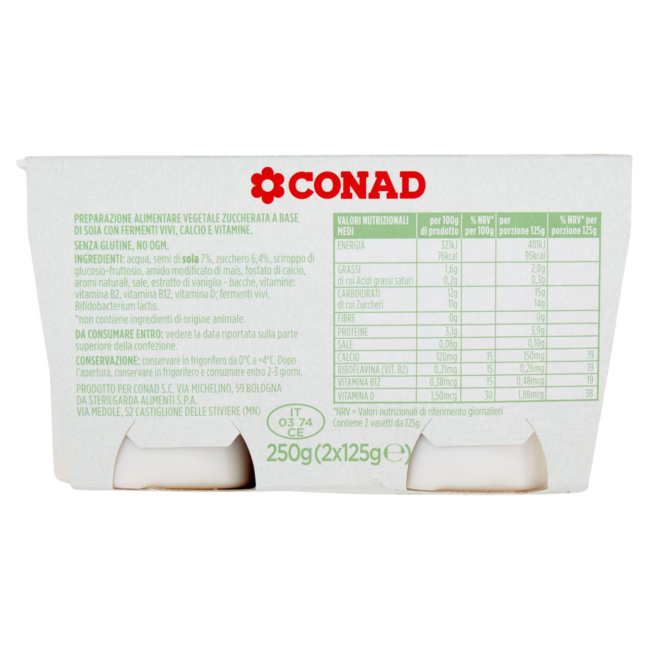 CONAD Soia Bianco 100% Vegetale* 2 x 125 g