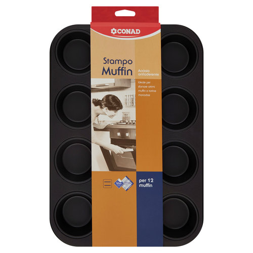 CONAD Stampo Muffin Acciaio antiaderente per 12 muffin