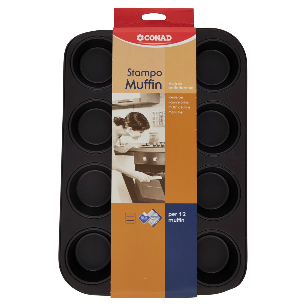 CONAD Stampo Muffin Acciaio antiaderente per 12 muffin