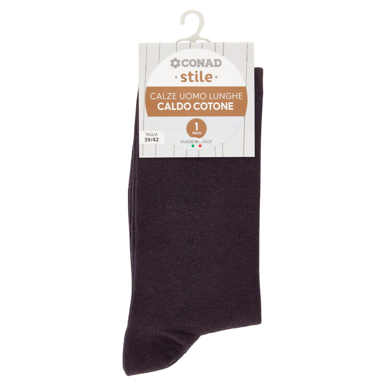 CONAD stile Calze Uomo Lunghe Caldo Cotone Taglia 39/42 Grigio 1 Paio