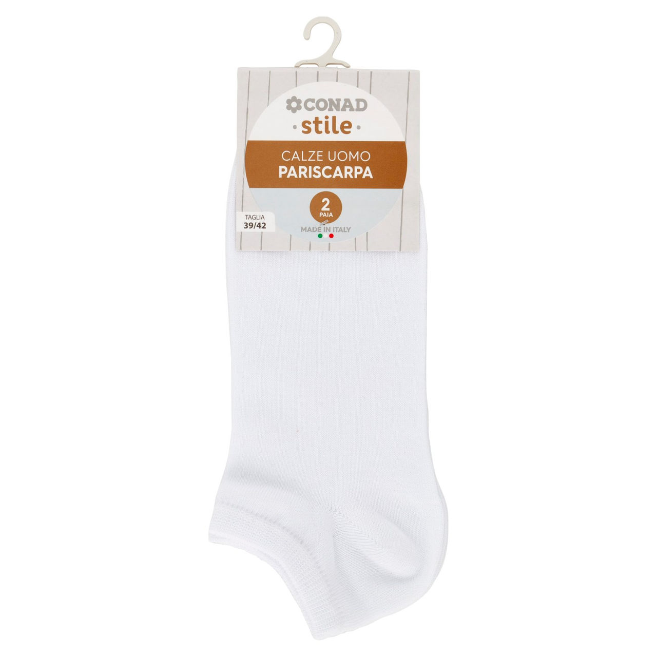 CONAD stile Calze Uomo Pariscarpa Taglia 39/42 Bianco 2 Paia