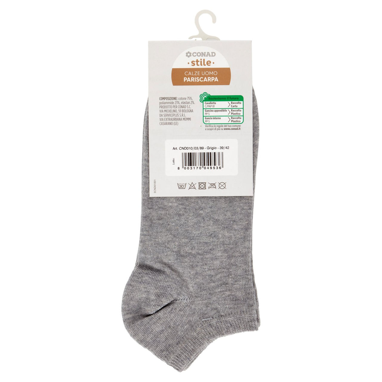 CONAD stile Calze Uomo Pariscarpa Taglia 39/42 Grigio 2 Paia