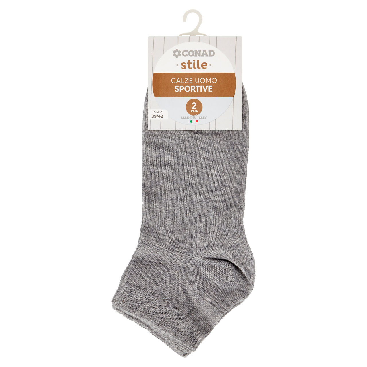 CONAD stile Calze Uomo Sportive Taglia 39/42 Grigio 2 Paia