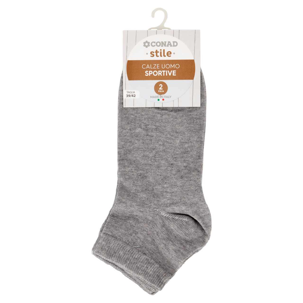 CONAD stile Calze Uomo Sportive Taglia 39/42 Grigio 2 Paia