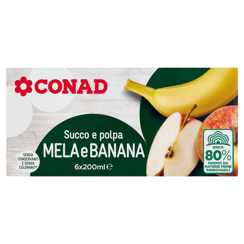 CONAD Succo e Polpa Mela e Banana 6 x 200 ml