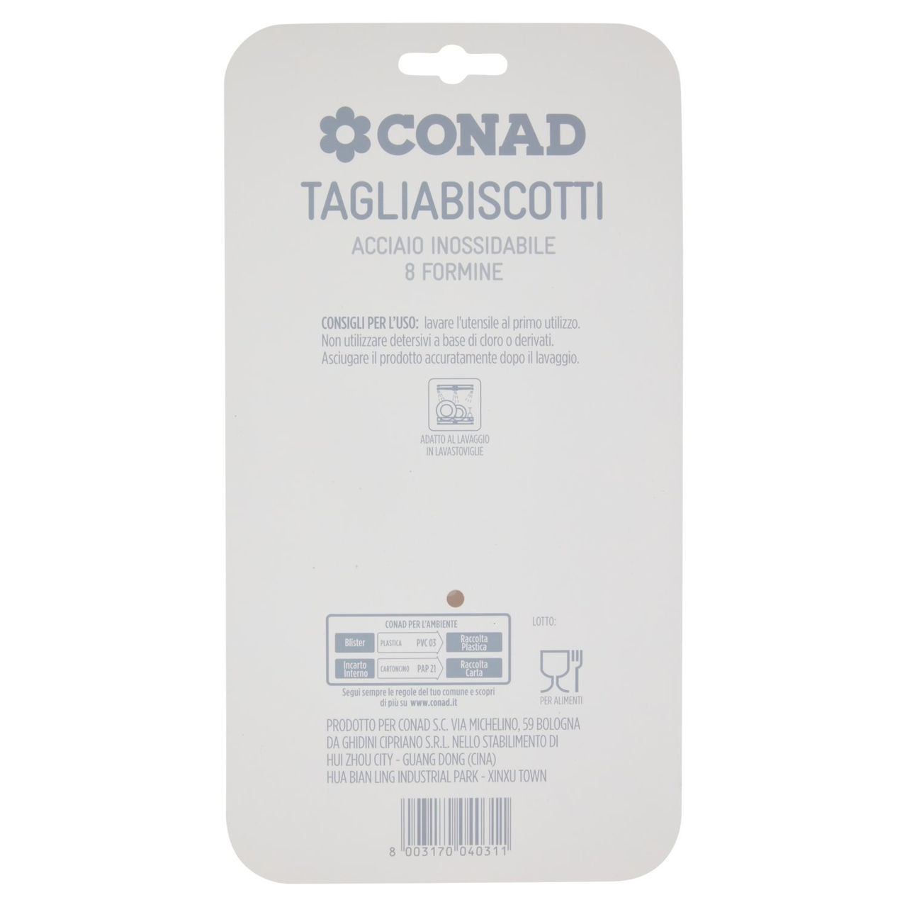 CONAD Tagliabiscotti Acciaio inossidabile 8 Formine
