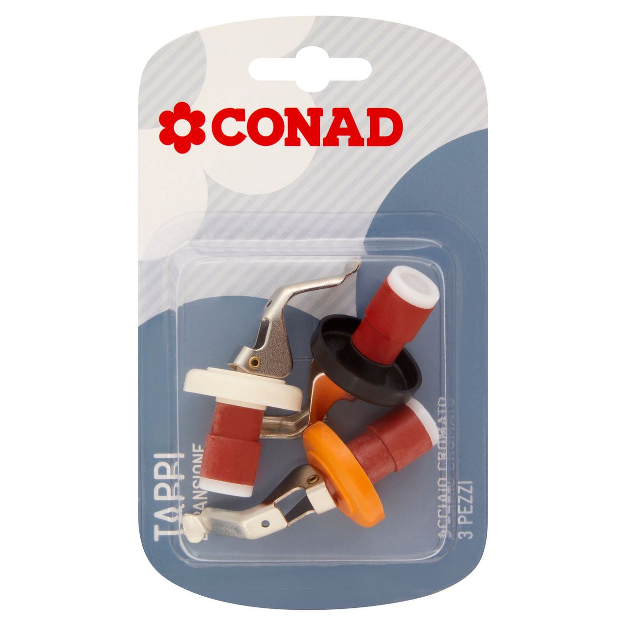 CONAD Tappi Espansione Acciaio Cromato 3 pz